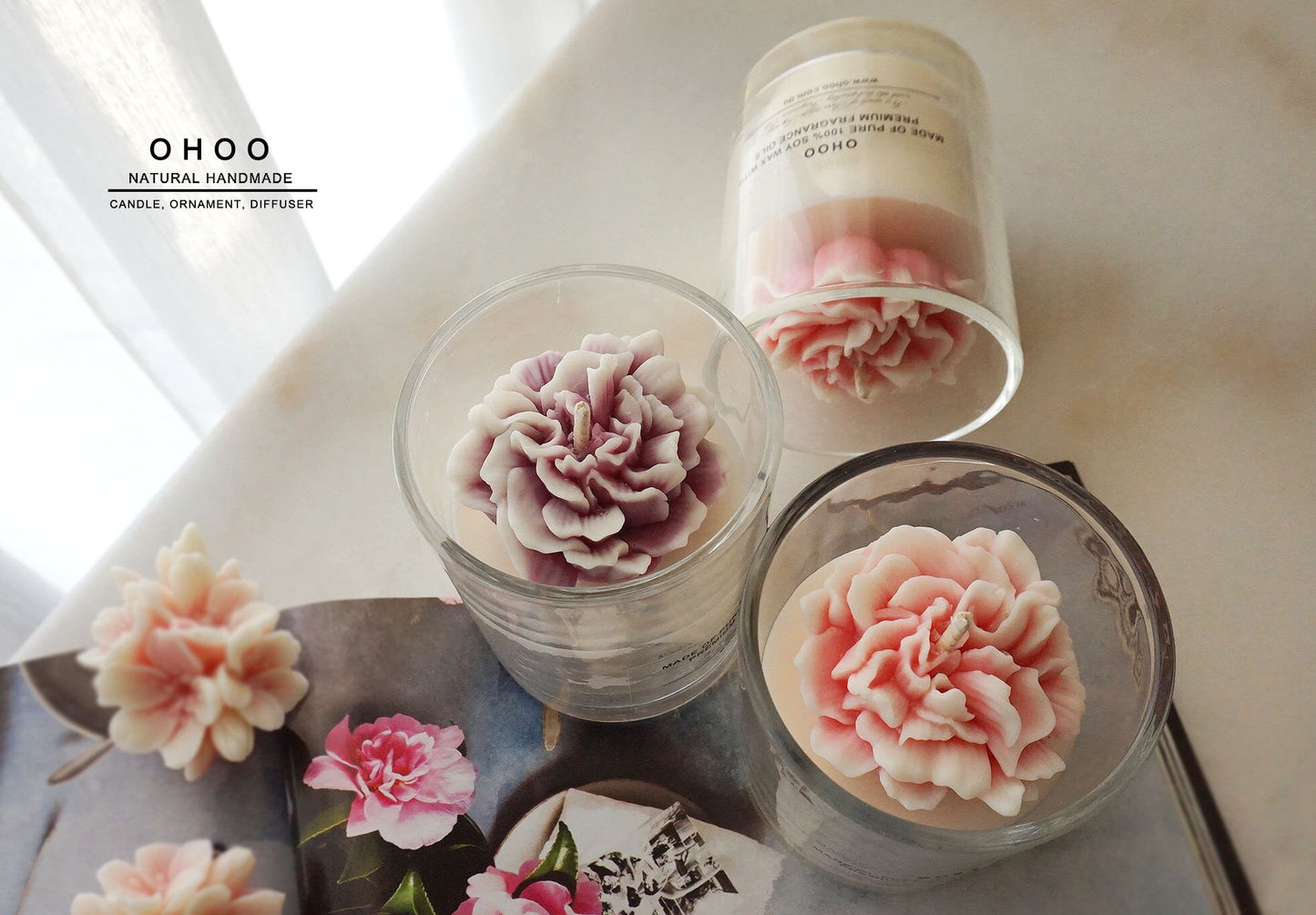 Carnation Flower Soy Candle