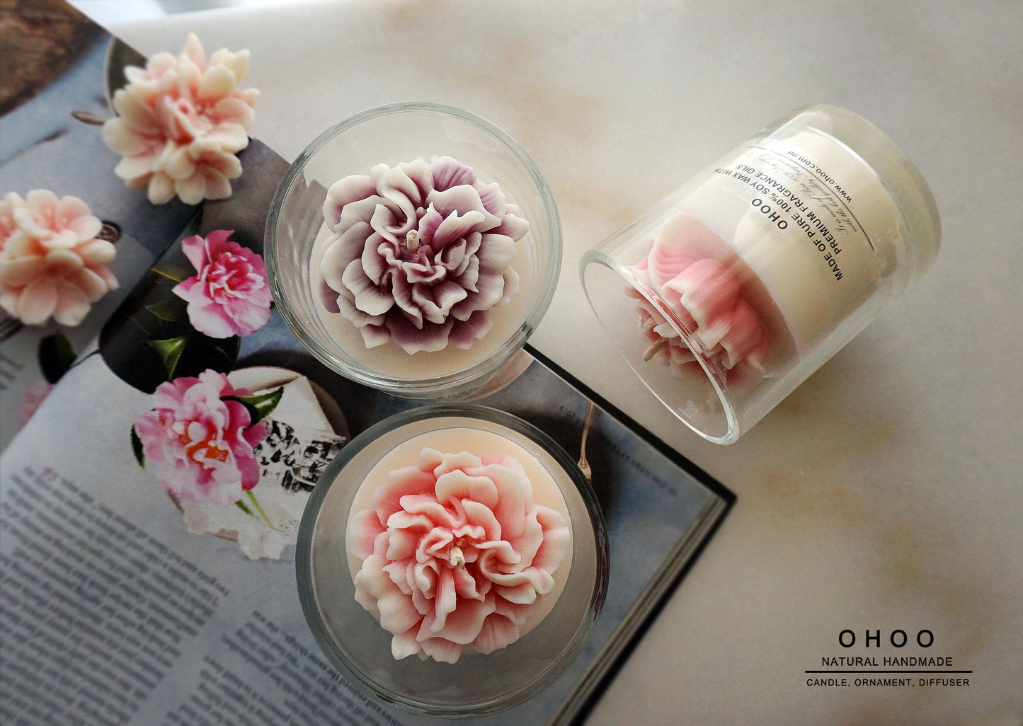 Carnation Flower Soy Candle