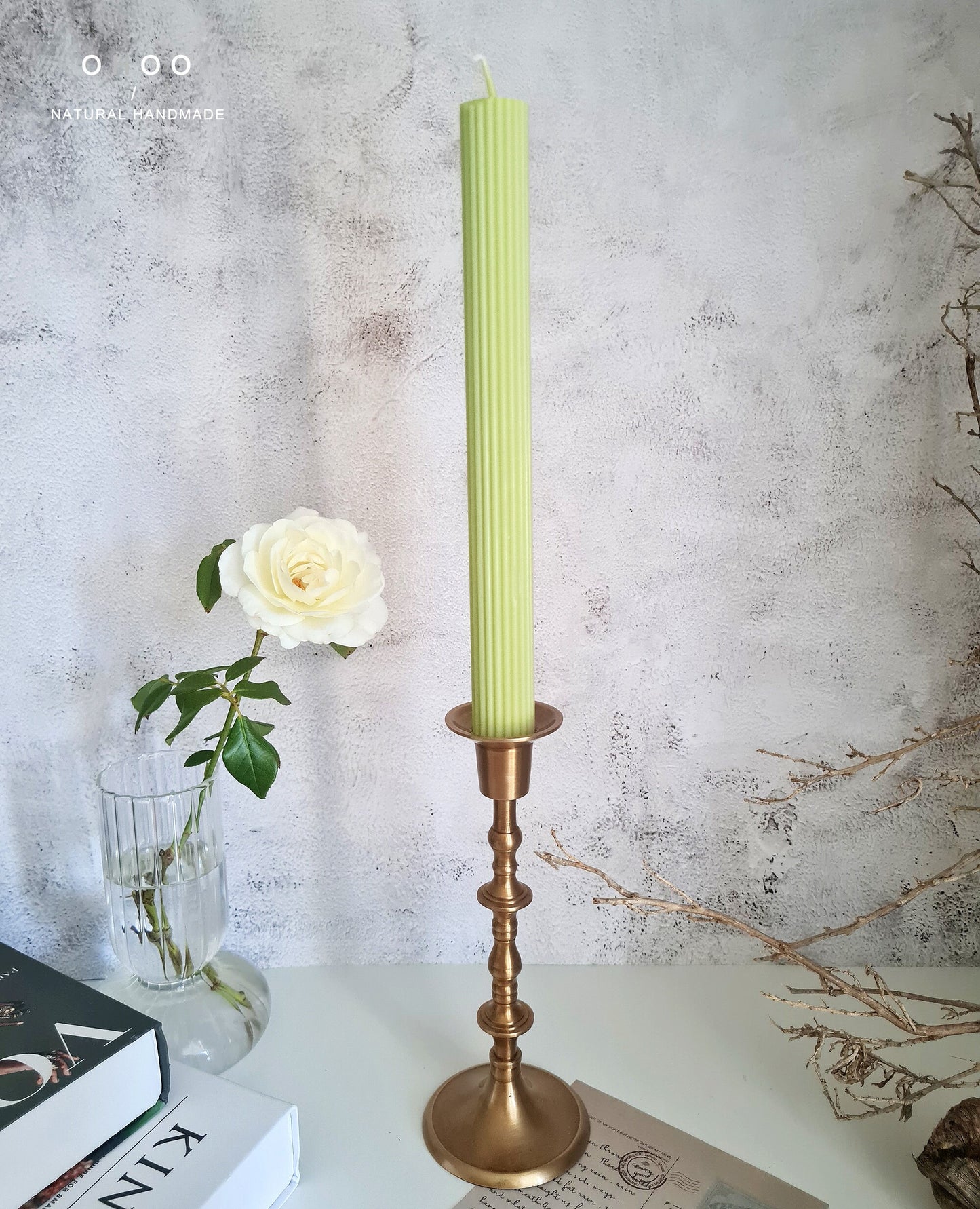 Roma Ribbed Taper Candle