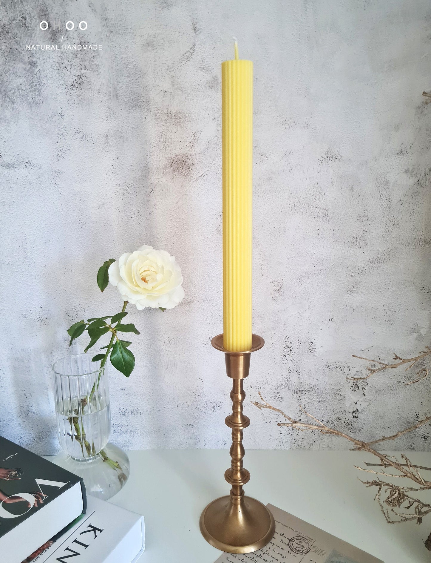 Roma Ribbed Taper Candle