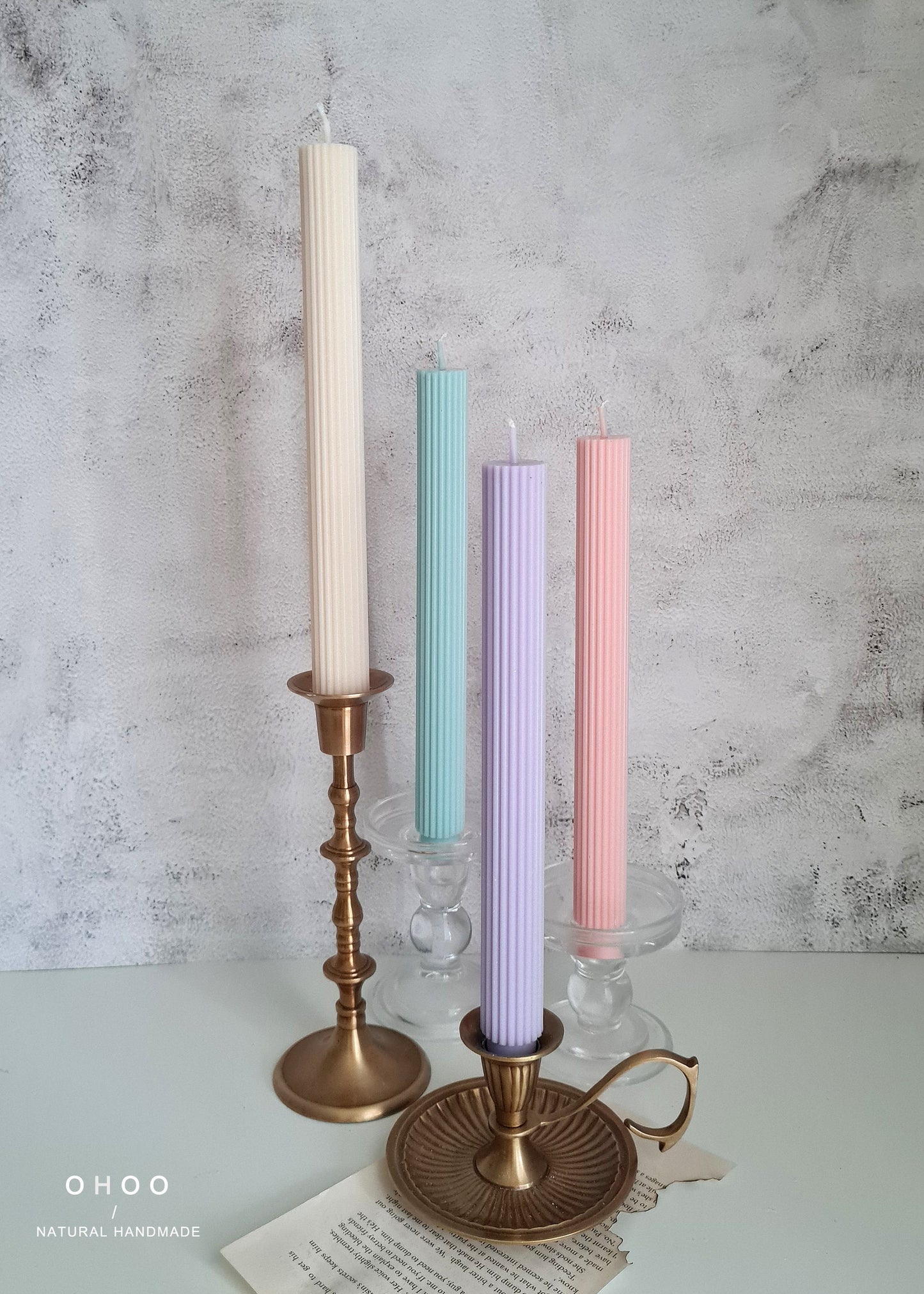 Roma Ribbed Taper Candle