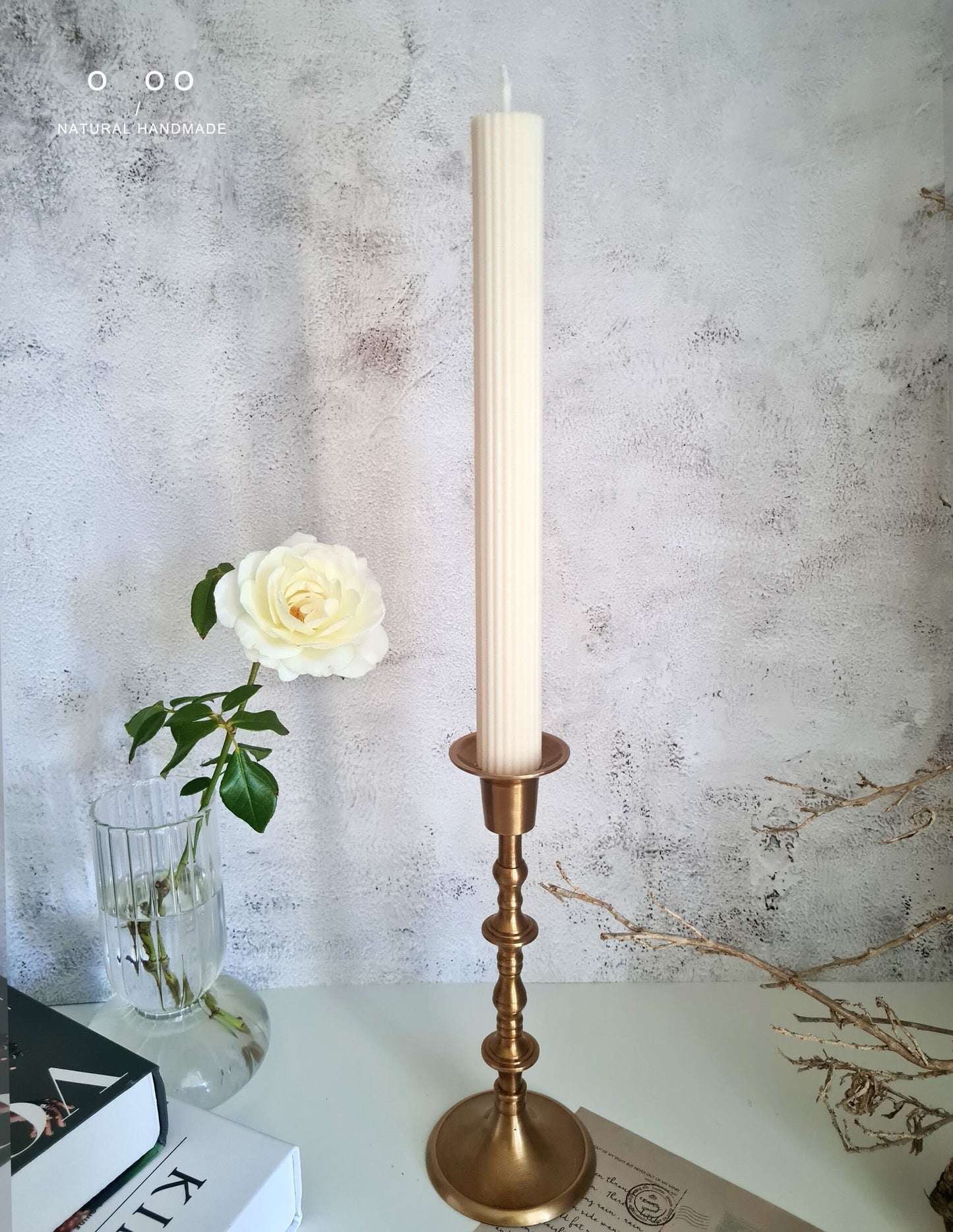 Roma Ribbed Taper Candle